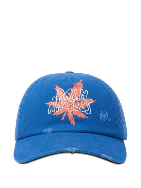  Palm Angels Palm Leaf Distressed Cap - Blue 