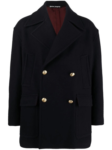  Palm Angels Palm Tree-embroidered Coat - Blue 