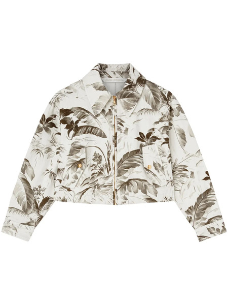  Palm Angels Palm-tree Print Denim Jacket - Neutrals 