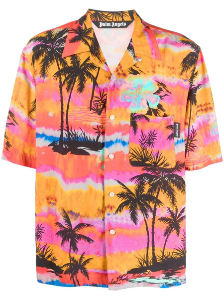  Palm Angels Palm Tree-print Shirt - Pink 