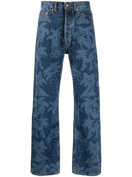  Palm Angels Palmity Palm Tree-print Jeans - Blue 
