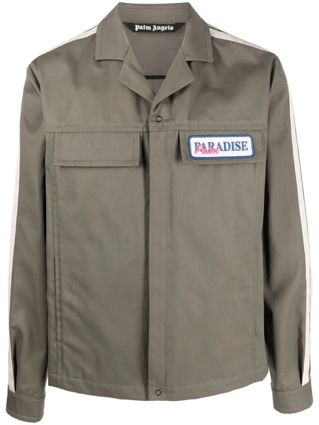  Palm Angels Paradise-embroidered Shirt Jacket - Green 