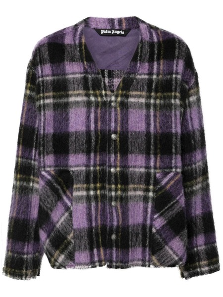  Palm Angels Plaid-check Cardigan - Purple 