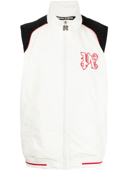  Palm Angels Racing Paddock Monogram-embroidered Vest - Neutrals 