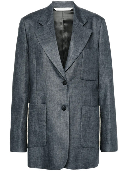  Palm Angels Single-breasted Linen Blazer - Grey 