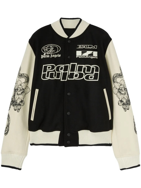  Palm Angels Snake-print Varsity Jacket - Black 