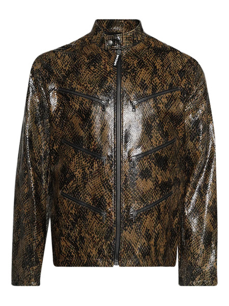  Palm Angels Snake-print Zip-up Jacket - Brown 