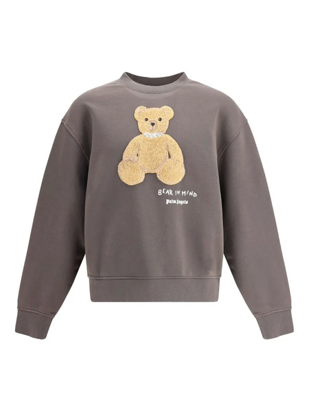  Palm Angels Teddy-applique Crew Neck Sweatshirt - Grey 