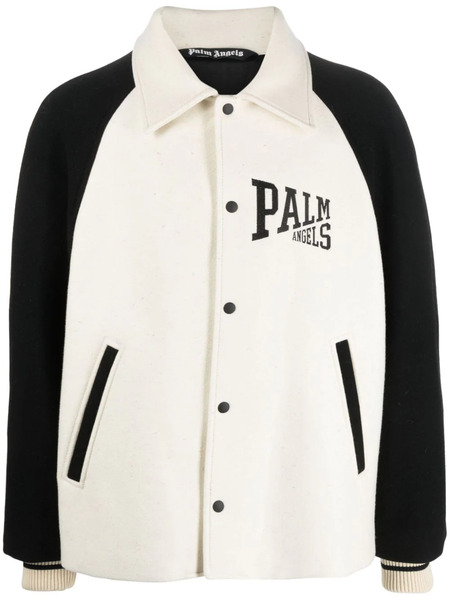  Palm Angels University Virgin-wool Bomber Jacket - Neutrals 