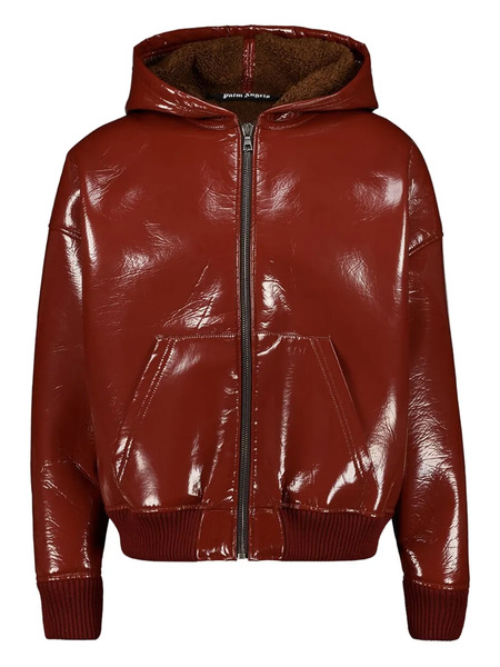 Palm Angels Zip Leather Jacket - Red 