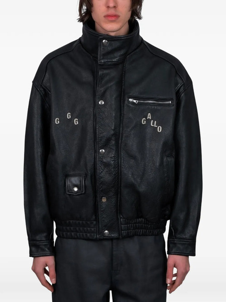  Paly Hollywood Leather Bomber Jacket - Black 