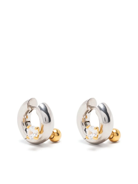  Panconesi Crystal-embellished Huggie Hoops - Silver 