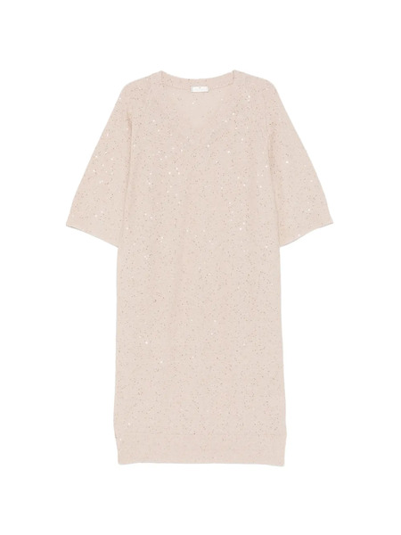  Panicale Sequin V-neck Midi Dress - Neutrals 