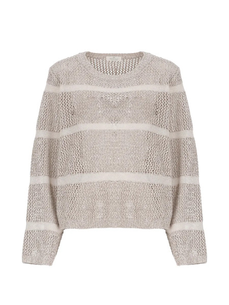 Panicale Sequined Perforated-design Sweatshirt - Neutrals 