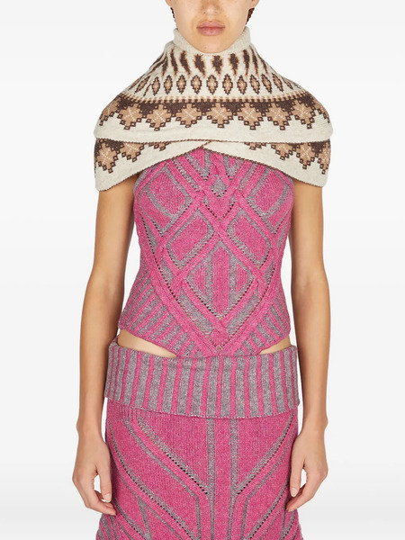  Paolina Russo Warrior Fairisle-pattern Knitted Poncho - Neutrals 