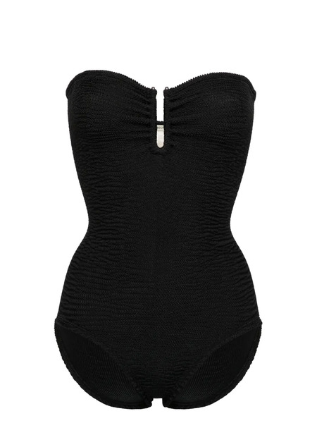  Paramidonna Frida Strapless Seersucker Swimsuit - Black 