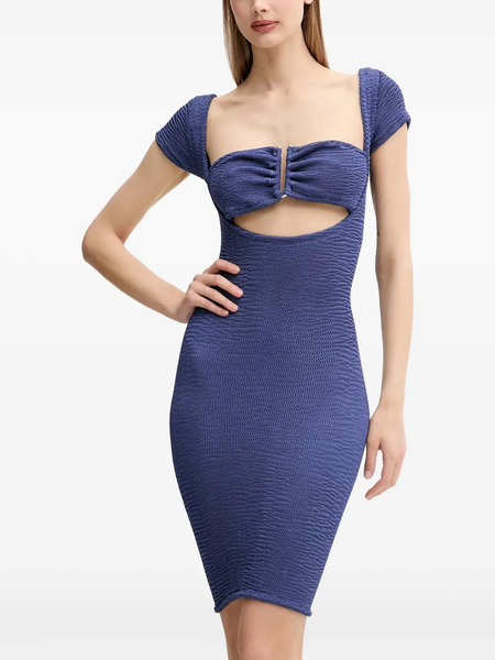  Paramidonna Frida Textured Cut-out Mini Dress - Blue 