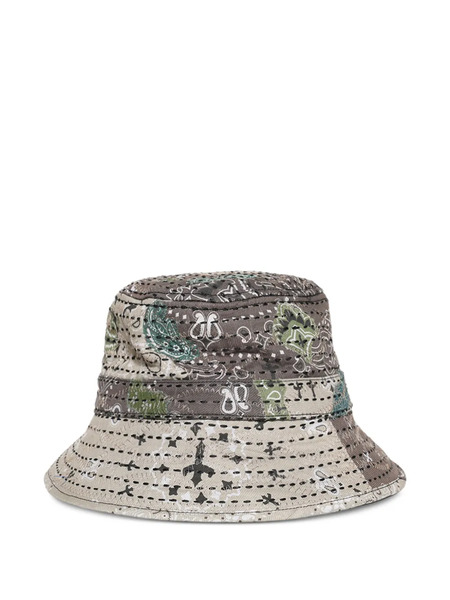  Paris Laundry Boro Print Bucket Hat - Grey 
