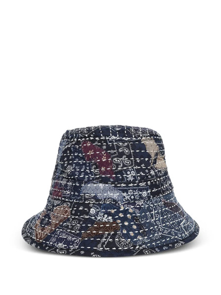  Paris Laundry Patchwork Boro Bucket Hat - Blue 