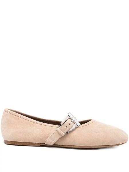  Paris Texas Buckle-strap Suede Flats - Neutrals 