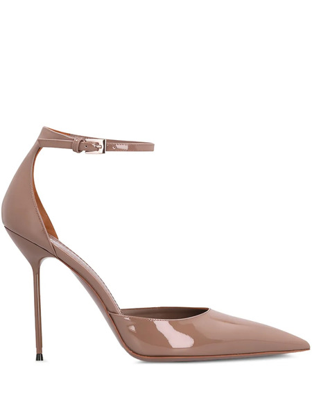  Paris Texas 105mm Lidia Ankle-strap Patent-leather Pumps - Neutrals 