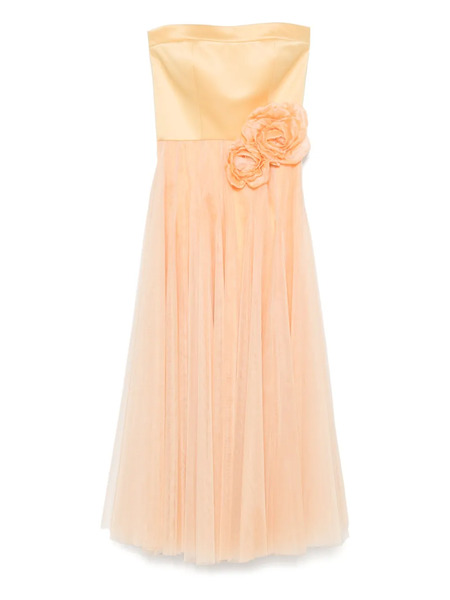  Parlor Floral-appliqué Gown - Orange 