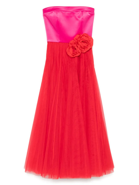 Parlor Floral-appliqué Gown - Red 