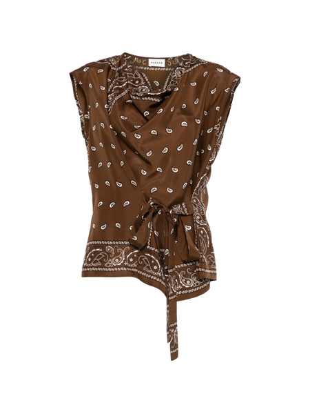  P.a.r.o.s.h. Bandana Print Tie Blouse - Brown 