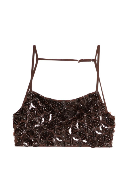  P.a.r.o.s.h. Beaded Spaghetti-strap Top - Brown 