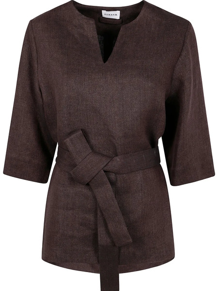  P.a.r.o.s.h. Belted Blouse - Brown 