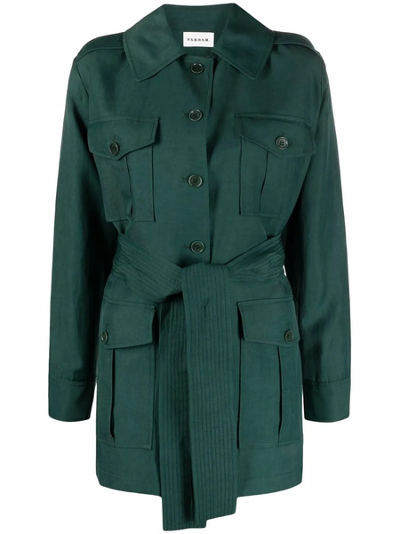  P.a.r.o.s.h. Belted Short Trench Coat - Green 