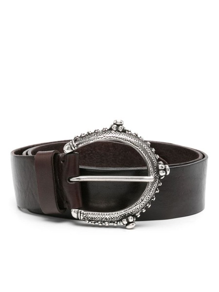  P.a.r.o.s.h. Buckle Leather Belt - Brown 