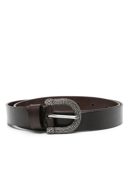  P.a.r.o.s.h. Buckle Leather Belt - Brown 