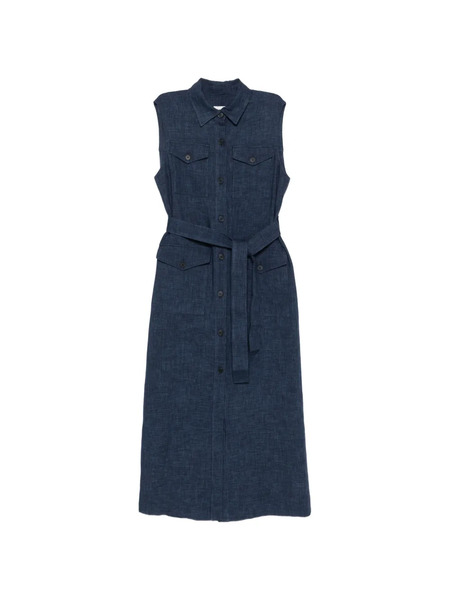  P.a.r.o.s.h. Button Belt Maxi Dress - Blue 