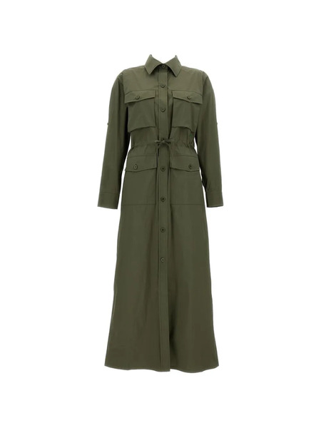  P.a.r.o.s.h. Button Drawstring Shirt Midi Dress - Green 