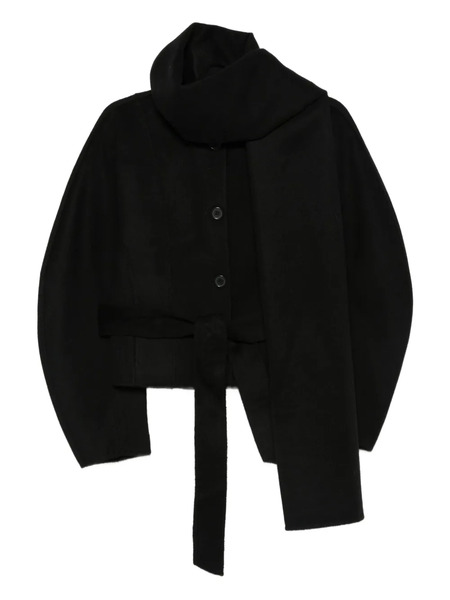  P.a.r.o.s.h. Button-fastening Belted Jacket - Black 
