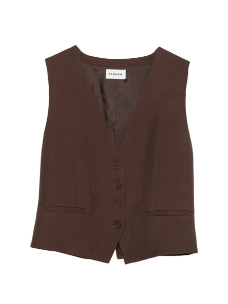  P.a.r.o.s.h. Button V-neck Gilet - Brown 