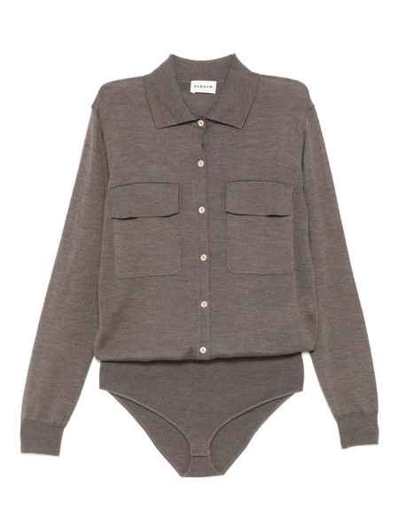  P.a.r.o.s.h. Buttoned Pocket Bodysuit - Grey 