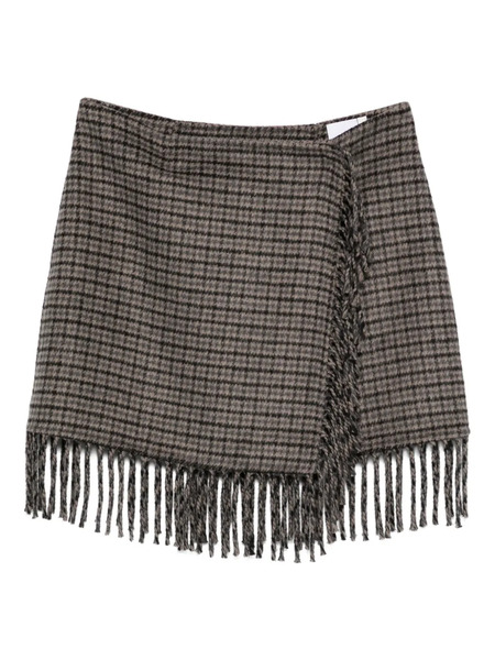  P.a.r.o.s.h. Checked Fringe Skirt - Grey 