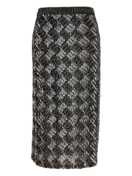  P.a.r.o.s.h. Diamond-pattern Sequinned Skirt - Brown 