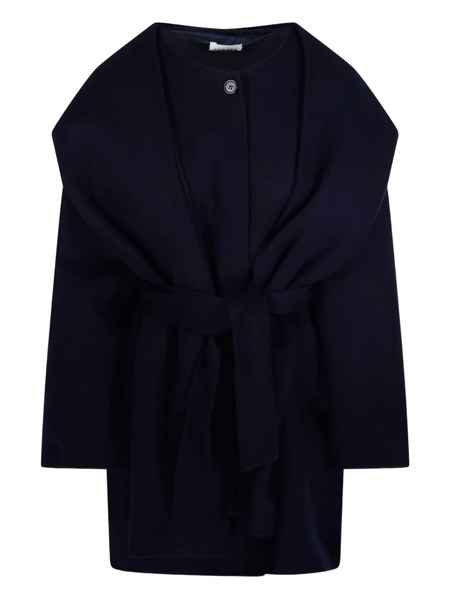  P.a.r.o.s.h. Draped Belted Coat - Blue 