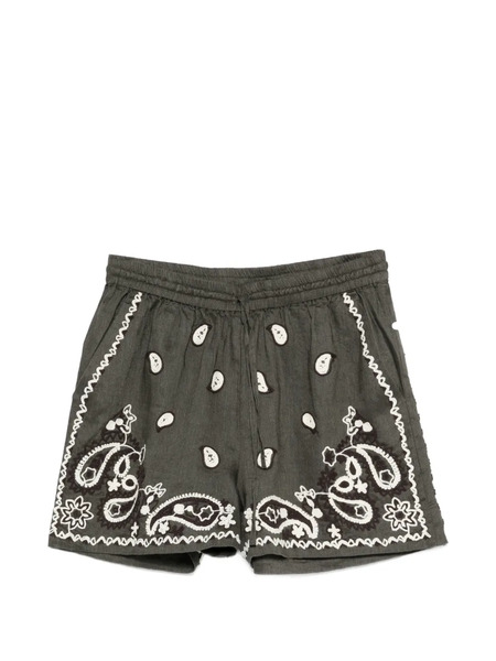  P.a.r.o.s.h. Elastic-waist Embroidered Shorts - Grey 
