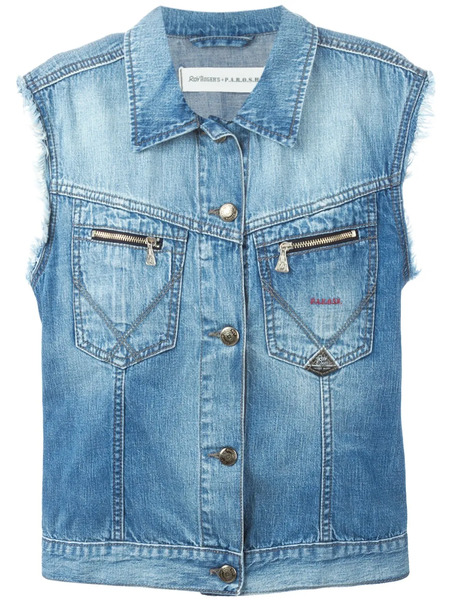  P.a.r.o.s.h. Embroidered Denim Vest - Blue 