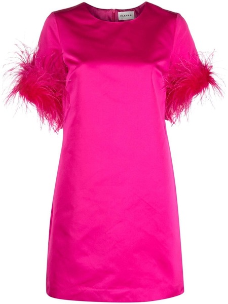  P.a.r.o.s.h. Feather-trim Satin Dress - Pink 