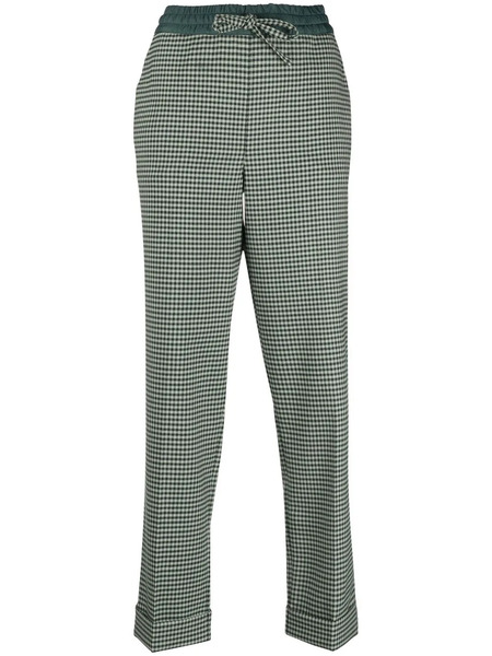  P.a.r.o.s.h. Fine-check Tapered Cropped Trousers - Green 