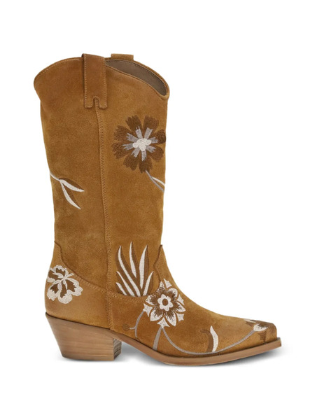  P.a.r.o.s.h. Floral-embroidered Boots - Brown 