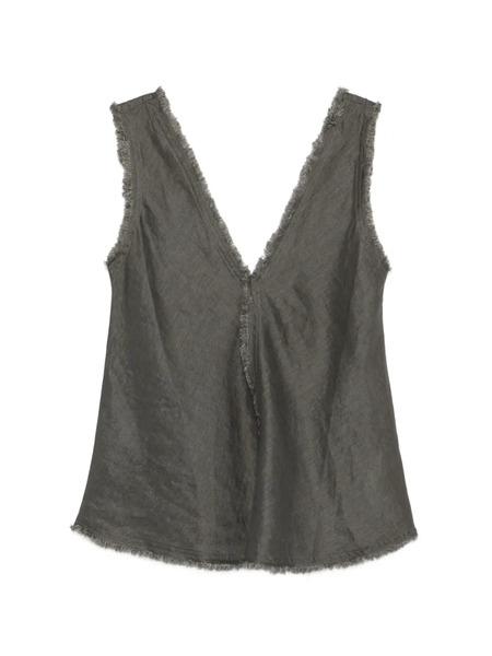  P.a.r.o.s.h. Frayed V-neck Blouse - Grey 