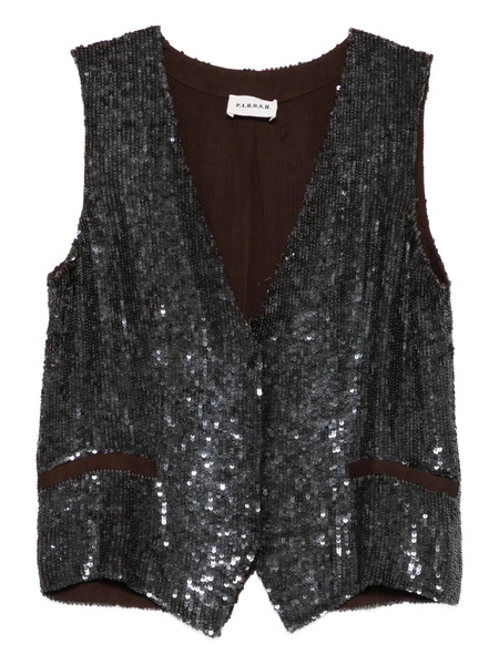  P.a.r.o.s.h. Gadget Sequin Embellished Vest - Grey 