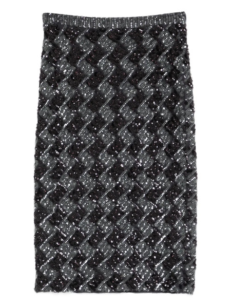  P.a.r.o.s.h. Geometric-pattern Sequin-embellished Skirt - Grey 