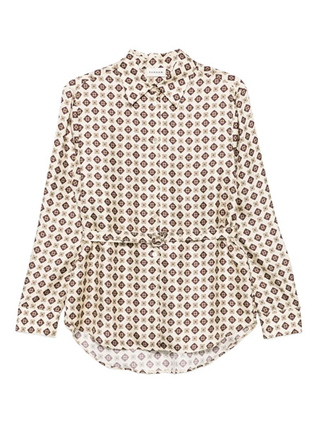  P.a.r.o.s.h. Geometric-print Belted Shirt - Neutrals 